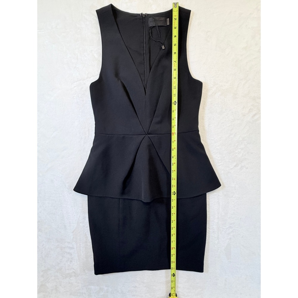 Blaque Label Final Showcase Black V-Neck Peplum Sheath Dress Small Excellent